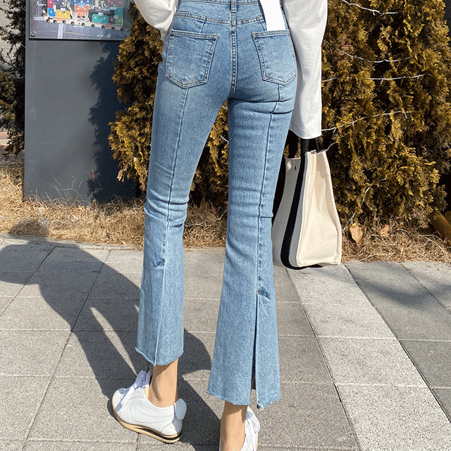 뒷절개 트임 반하이 부츠컷 청바지