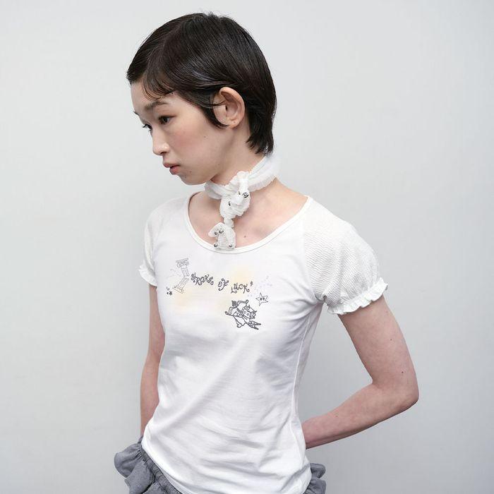 Lucky Puff Sleeve Top [White]