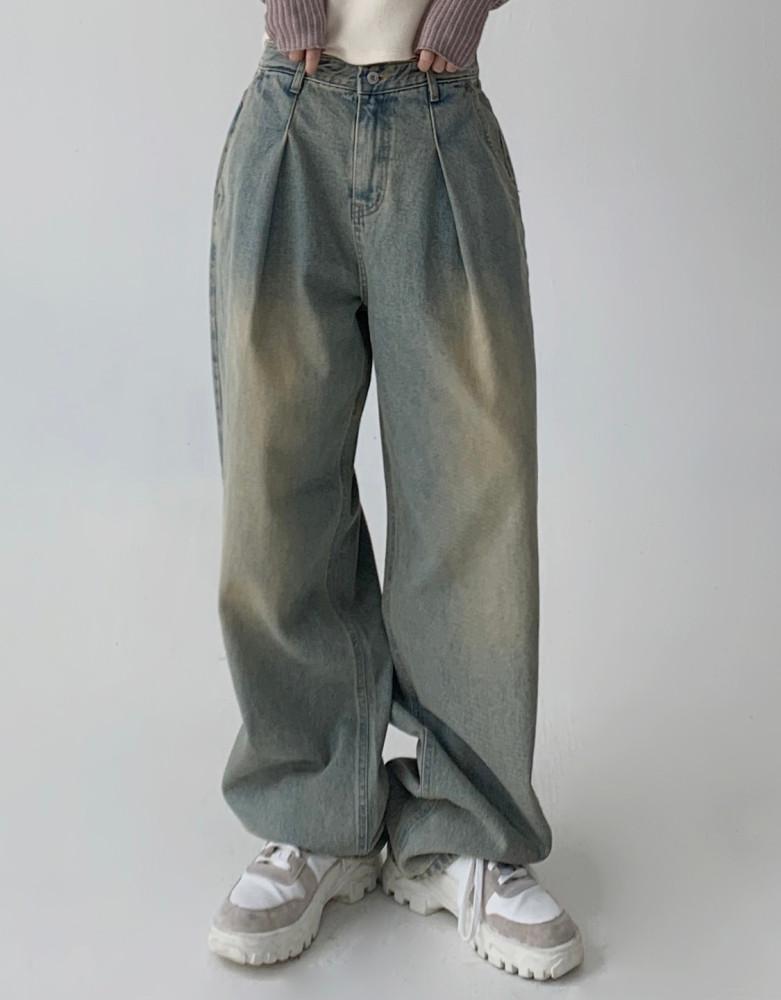 [Unisex] 빈티지 원턱 와이드 데님 (1 color)
