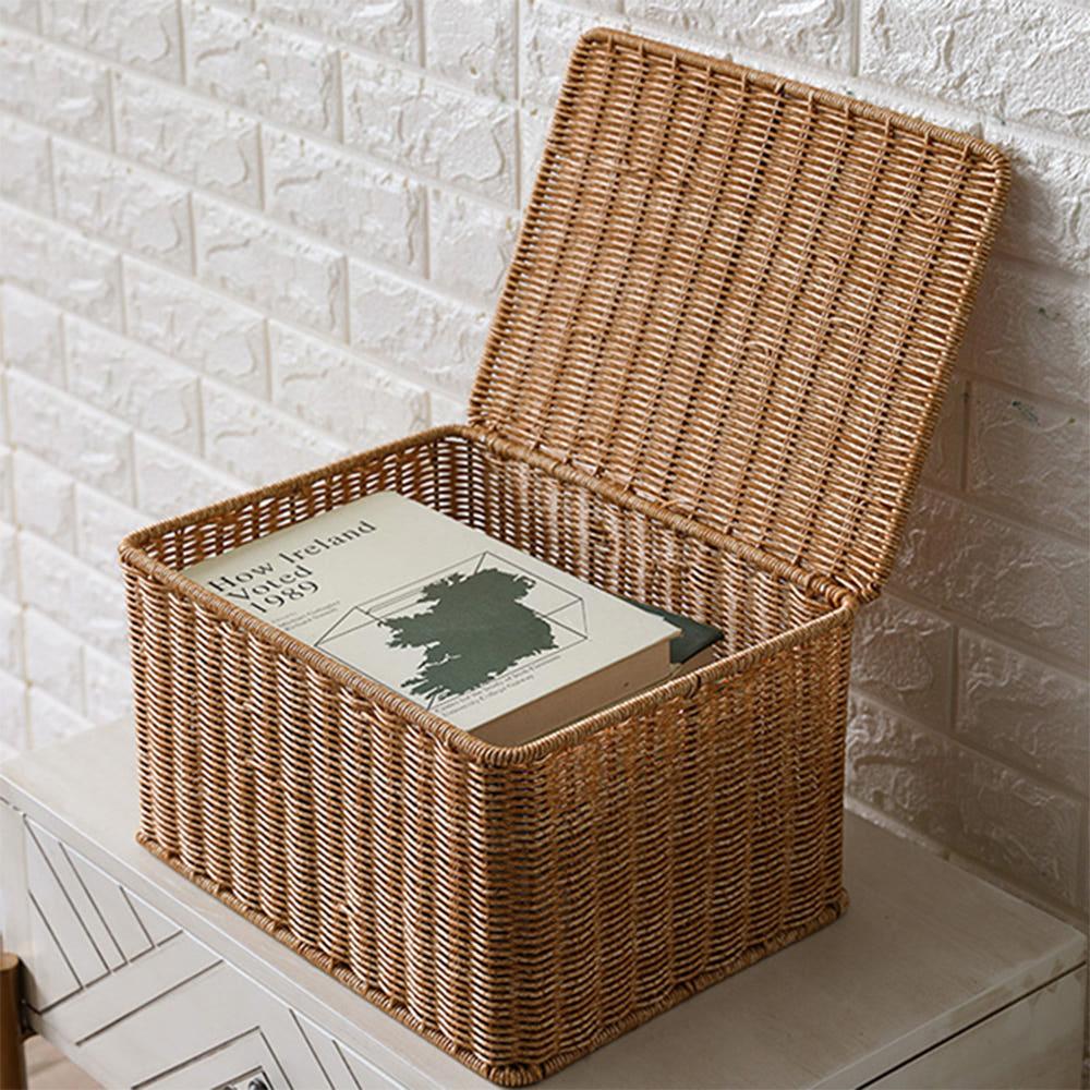 라탄 바구니 수납 바스켓 다용도 수납정리함 피크닉 뚜껑형 소