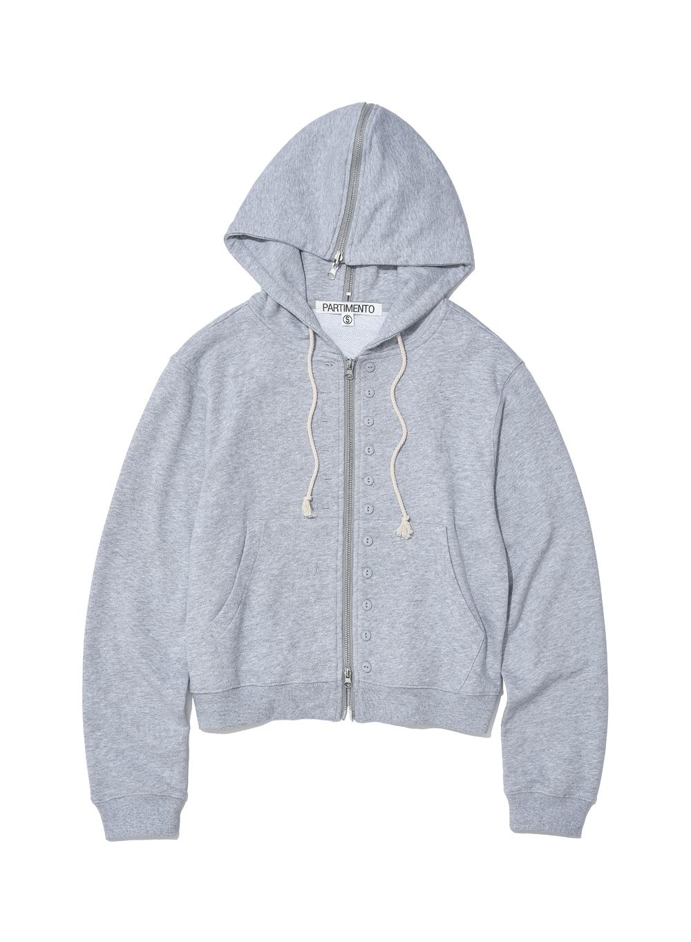 [WOMEN] 76 APPLIQUE DUAL HOODIE ZIP-UP_MELANGE