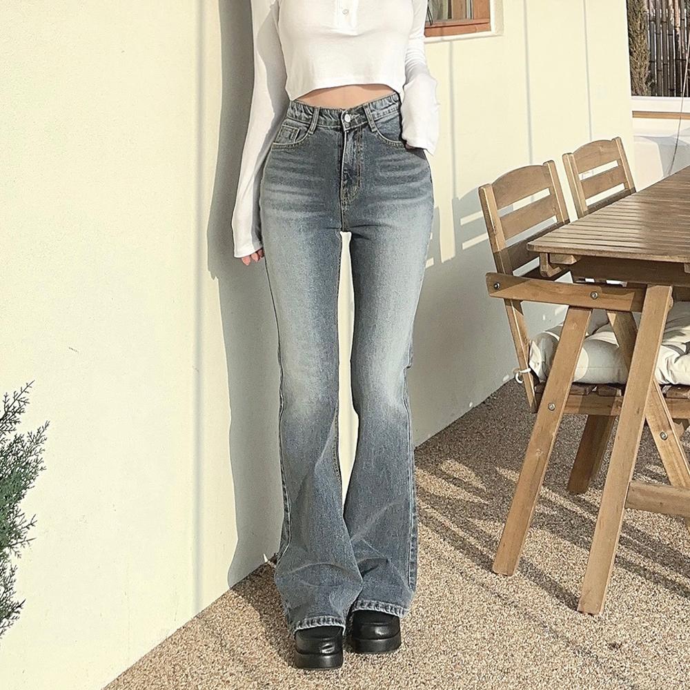 블림핏 [당일출고] [5만장돌파/XS-L][MADE] 블림진 포미 히든밴딩 딥 브러쉬 롱 부츠컷 데님 팬츠 (기장선택)