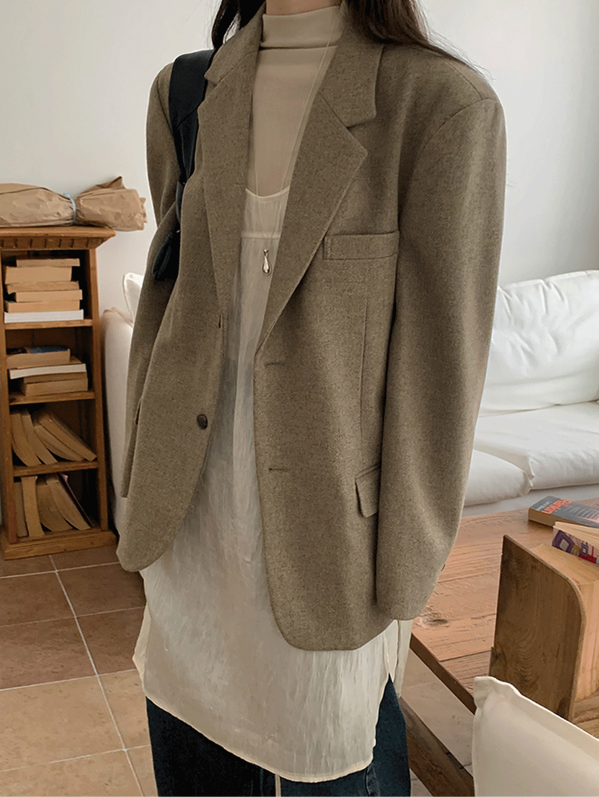 어리틀빗 closet wool jacket (beige) 울50,추천! 당일발송