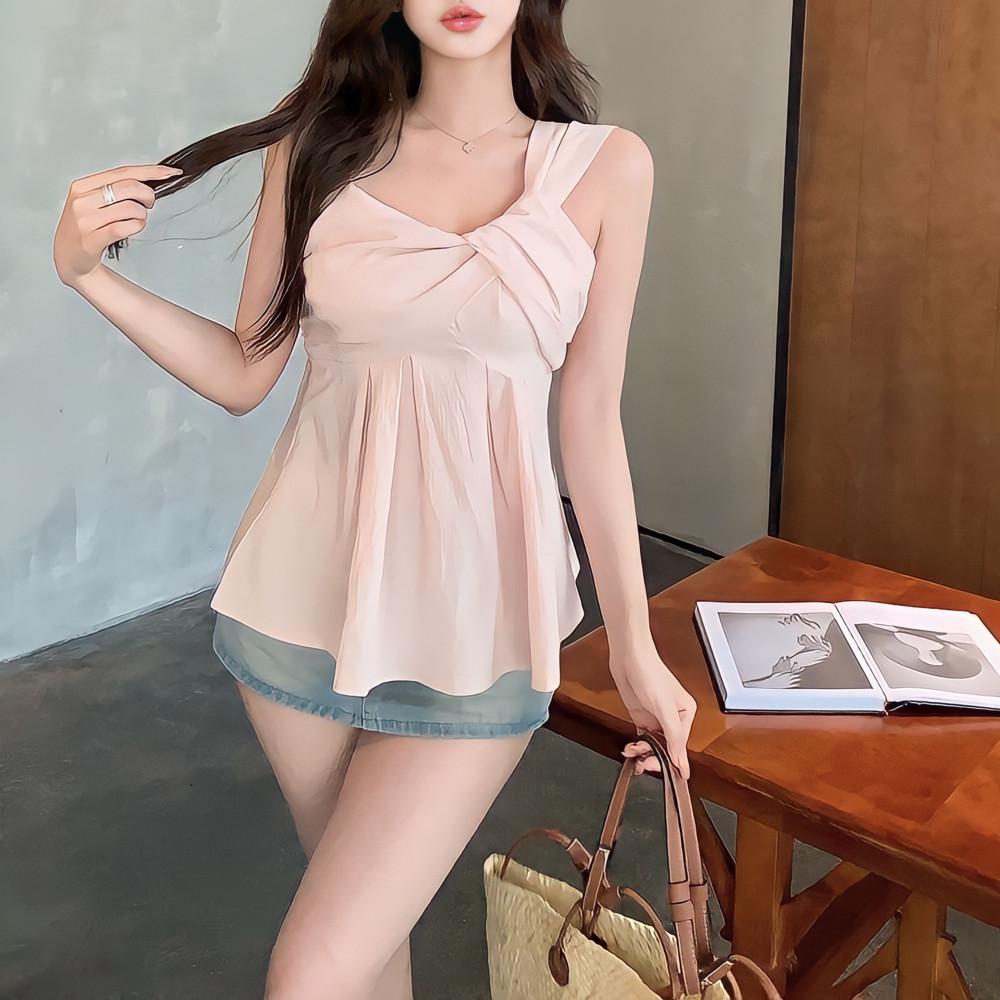 4c 제인 리본 언발 블라우스