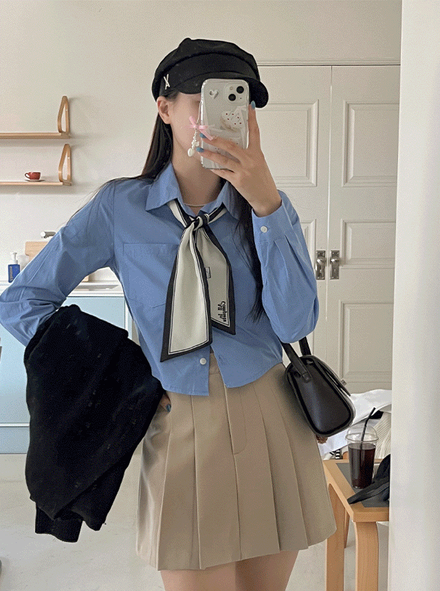 라운드 포켓 크롭셔츠 - 6color