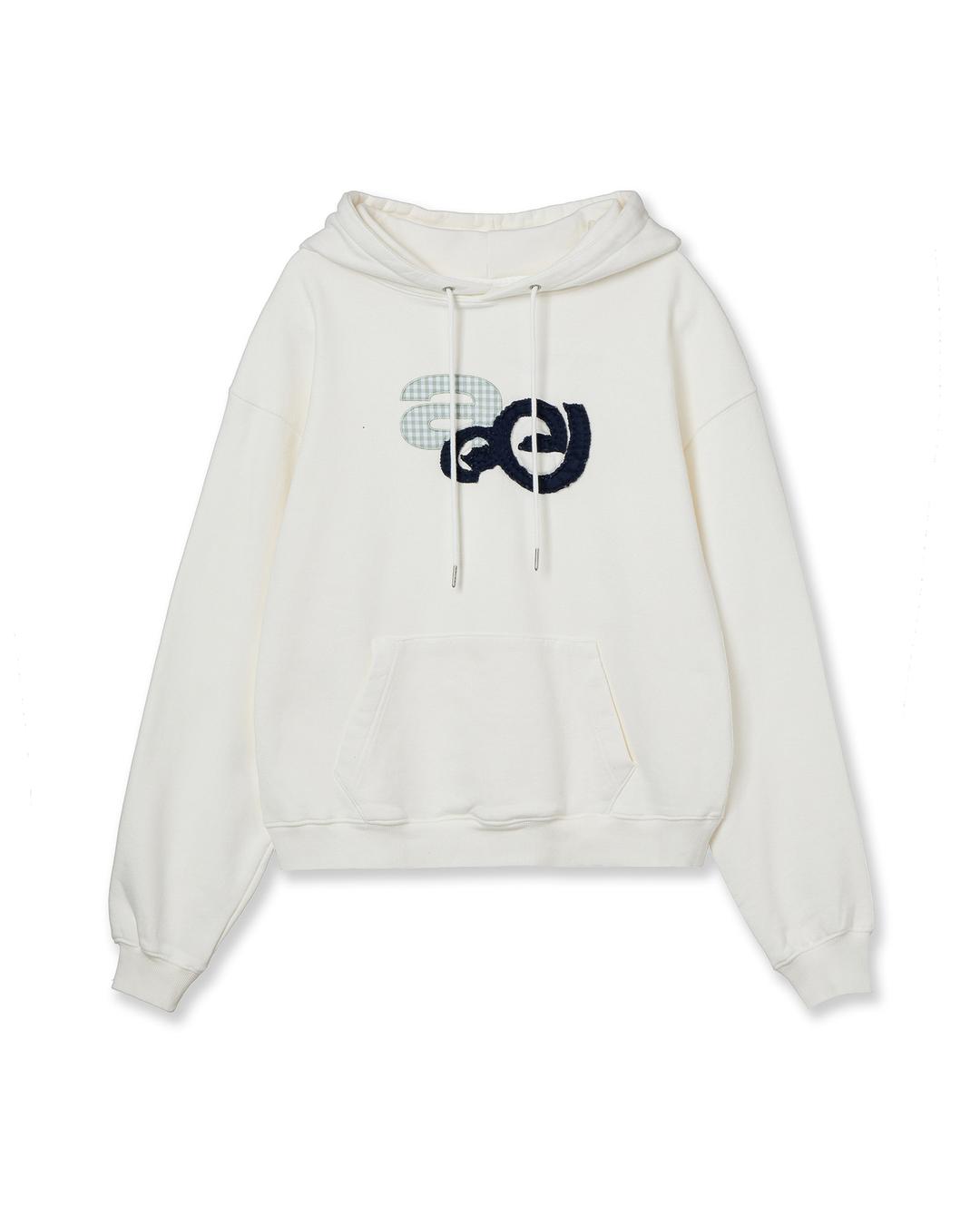 APPLIQUE LOGO HOODIE [WHITE]