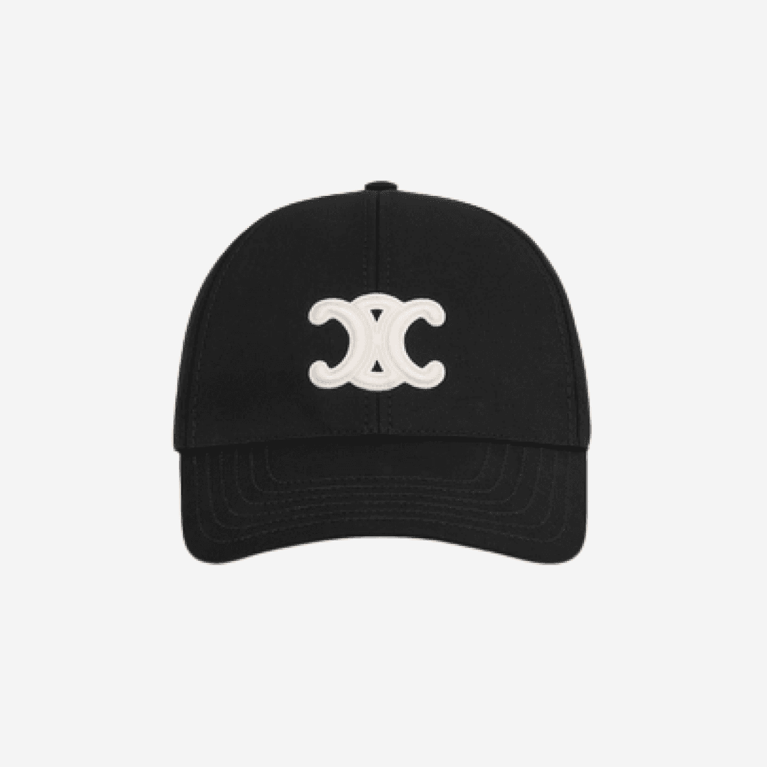 (W) Celine Triomphe Baseball Cap in Cotton Black