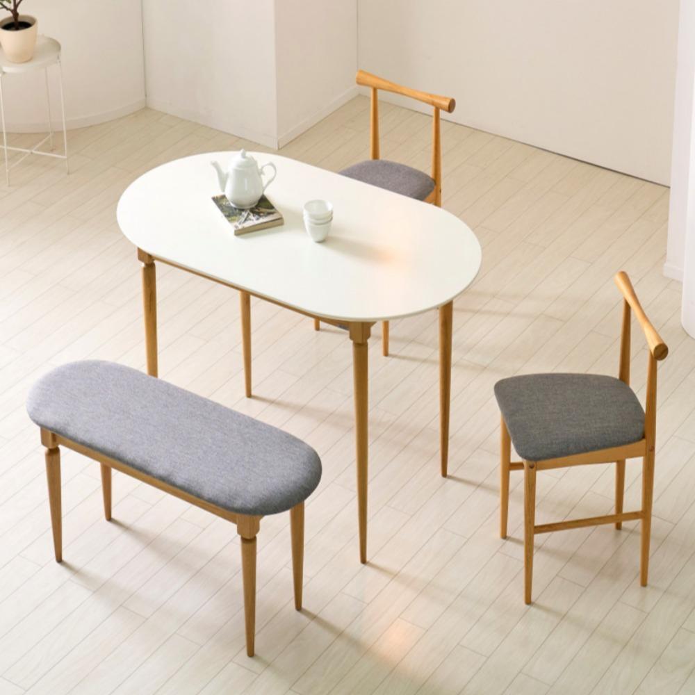 헤즈로 에덴 원형 화이트 원목 카페 원룸 식탁 테이블 1200