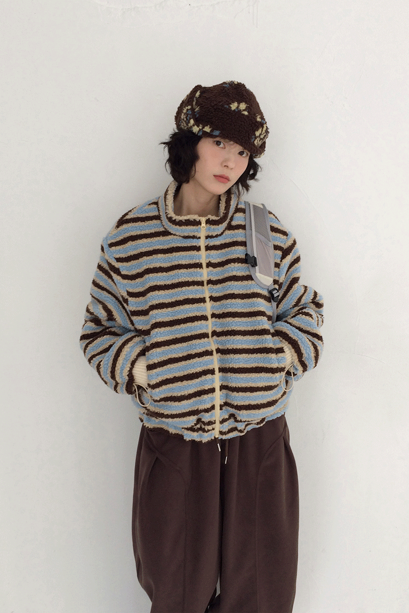 (누빔안감)베스킨 스트라이프 후리스 점퍼