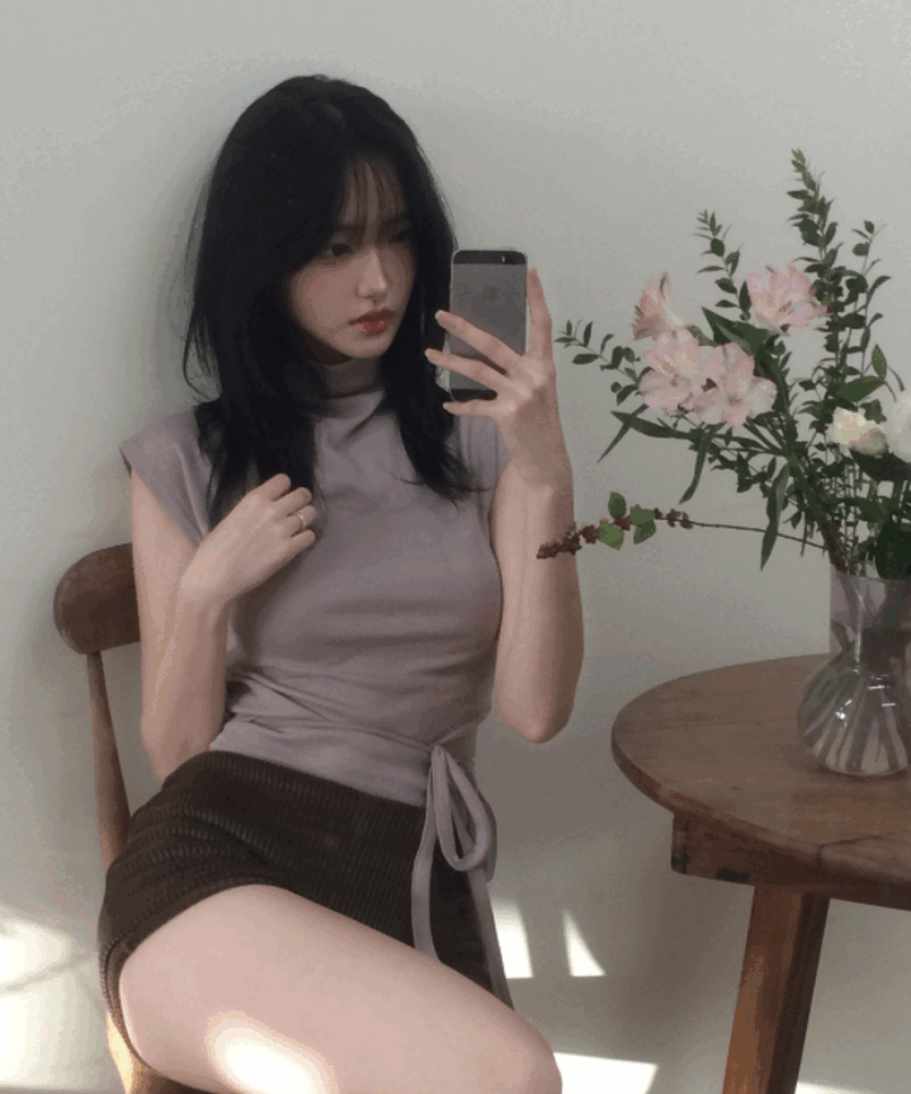 하루 [기모안감/존예핏] 하루 반폴라 스트랩 리본 탑 3color