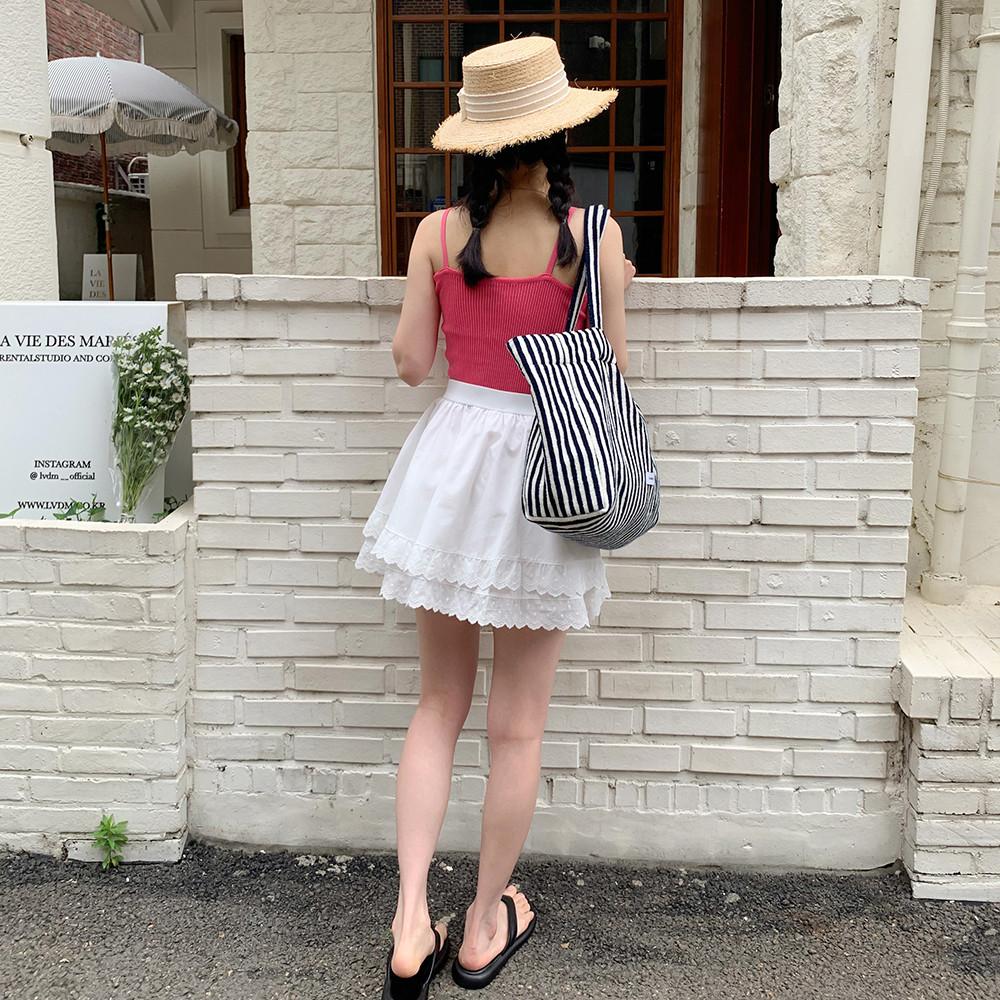 펀칭 레이스 밴딩 스커트