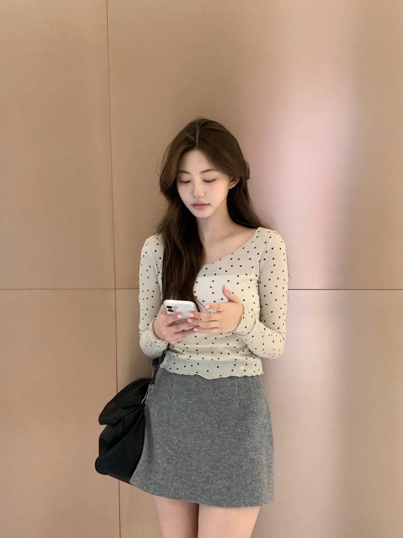 knit volume skirt_gray