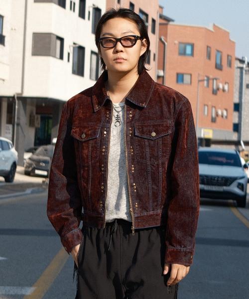 벨벳 데님 스터드 자켓 (와인)