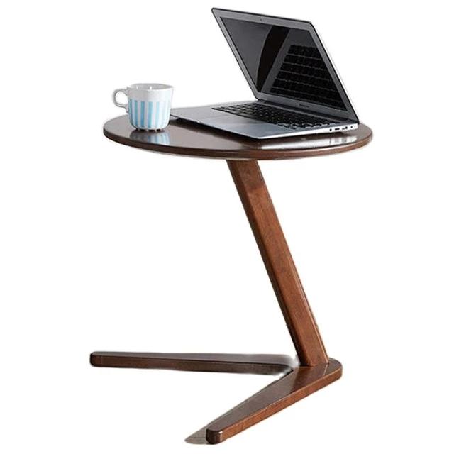 500mm 와이드 C 모양 현대 Rubberwood Nightstand Sidetable 침실 스토리지 소파 사무실 스낵 테이블 침대 사이드 엔드 테이블 호두 색상