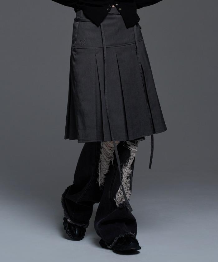 [1 SIZE 10/14 예약배송][NF] FORMAL BUTTON PLEATS MIDI SKIRT (GRAY)_F24QD871
