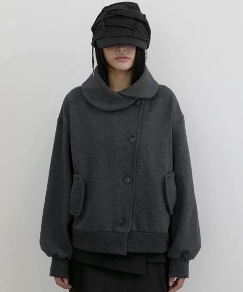 Asymmetrical Layered Jacket (FL-102_Charcoal)