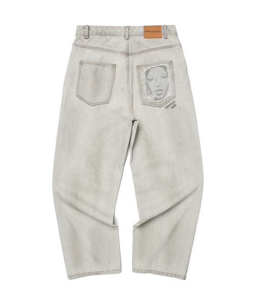 FACE DENIM PANTS (S.GREY)