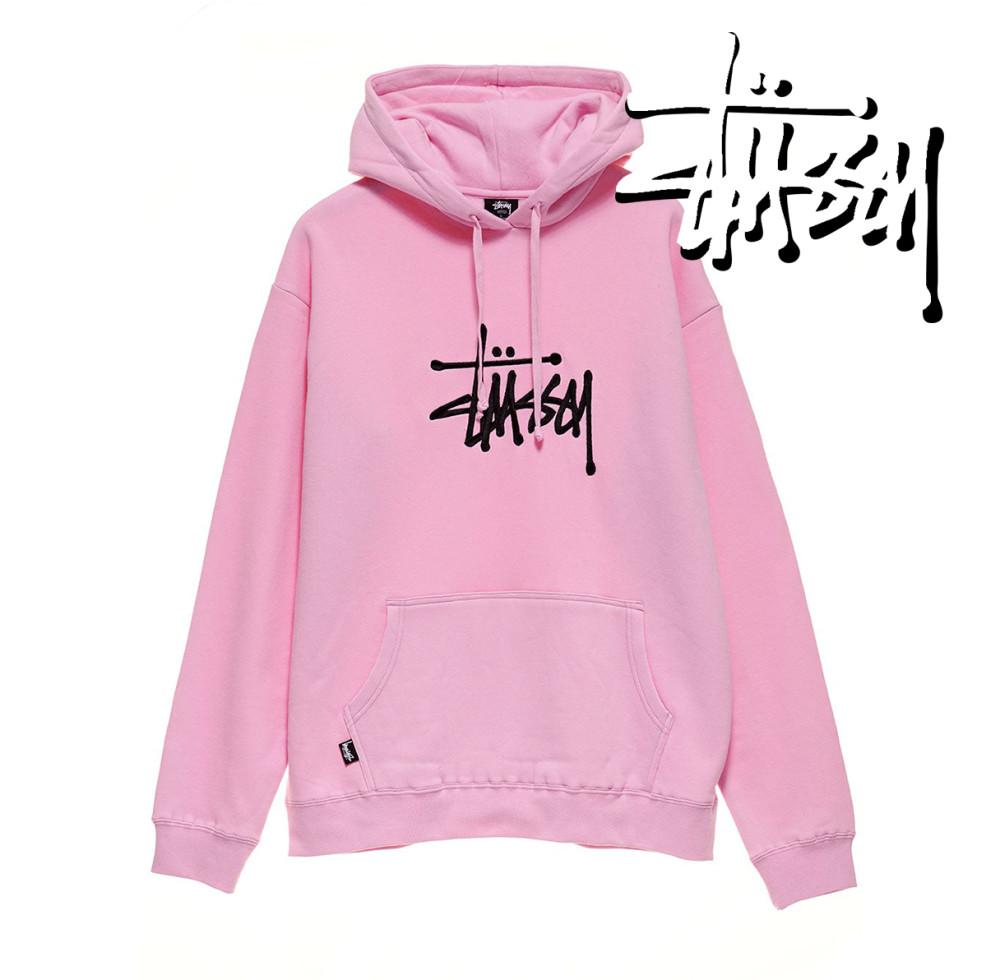 22FW 스투시 후드 티셔츠 남여 공용 오버핏 박스 후디 핑크 STUSSY