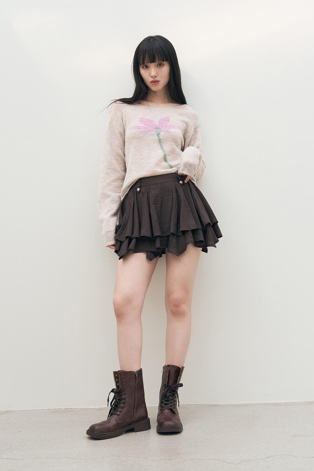 LAYER MINI SKIRT / BROWN