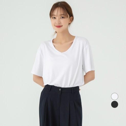 캐럿 여성용 찰랑 루즈핏 브이넥 반팔티 - 상의류 | 쿠팡