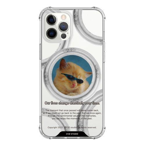 실버 프레임 블루 캣 클리어 케이스