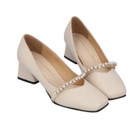 여성구두 진주 장식 메리제인 스퀘어 펌프스 8390 아이보리 5CM