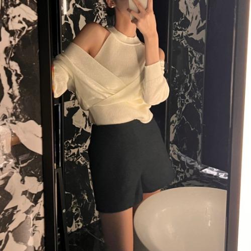 스테이 울 부클 미니팬츠