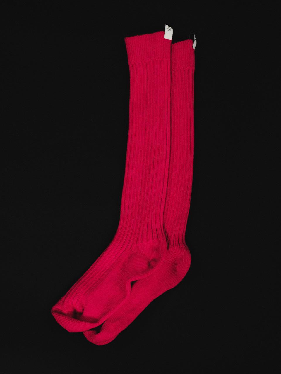 Label Point Knee Socks / Red