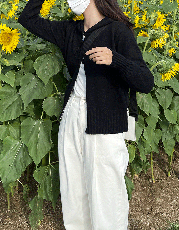 [누적1천장돌파]플랫 니트 후드 집업