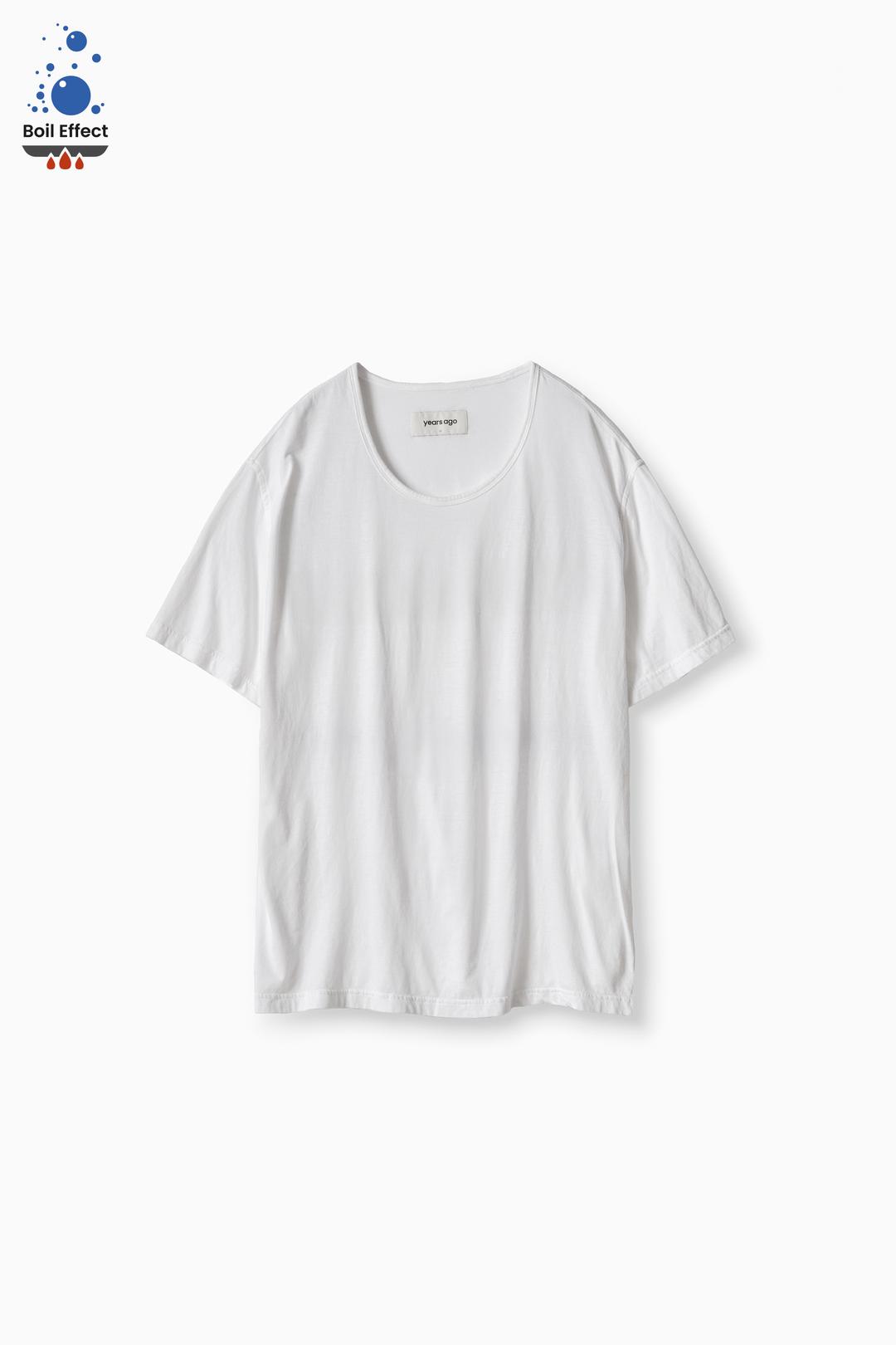 [06/24-25일 순차발송] WHITE BOIL EFFECT LAYERED DRAPERY WASHED U-NECK TEE V.2 (ECP GARMENT PROCESS)