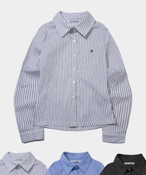 베이직 스트라이프 코튼 하프 긴팔 카라 셔츠 _ 3COLOR