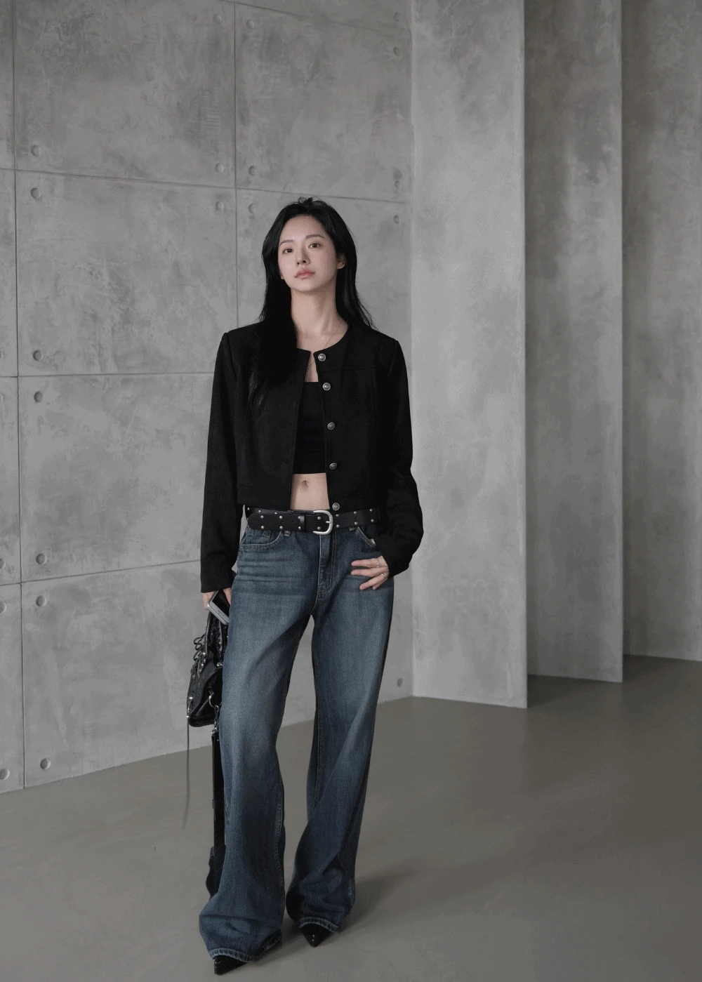 세턴 캣브러쉬 워싱 로우 와이드 데님