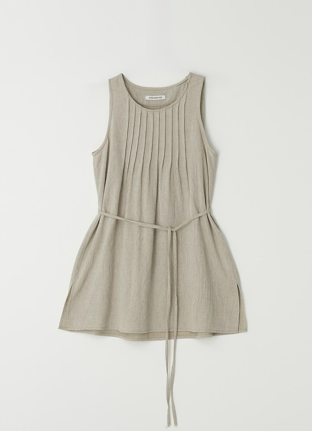 Tucked strap tunic blouse_BEIGE