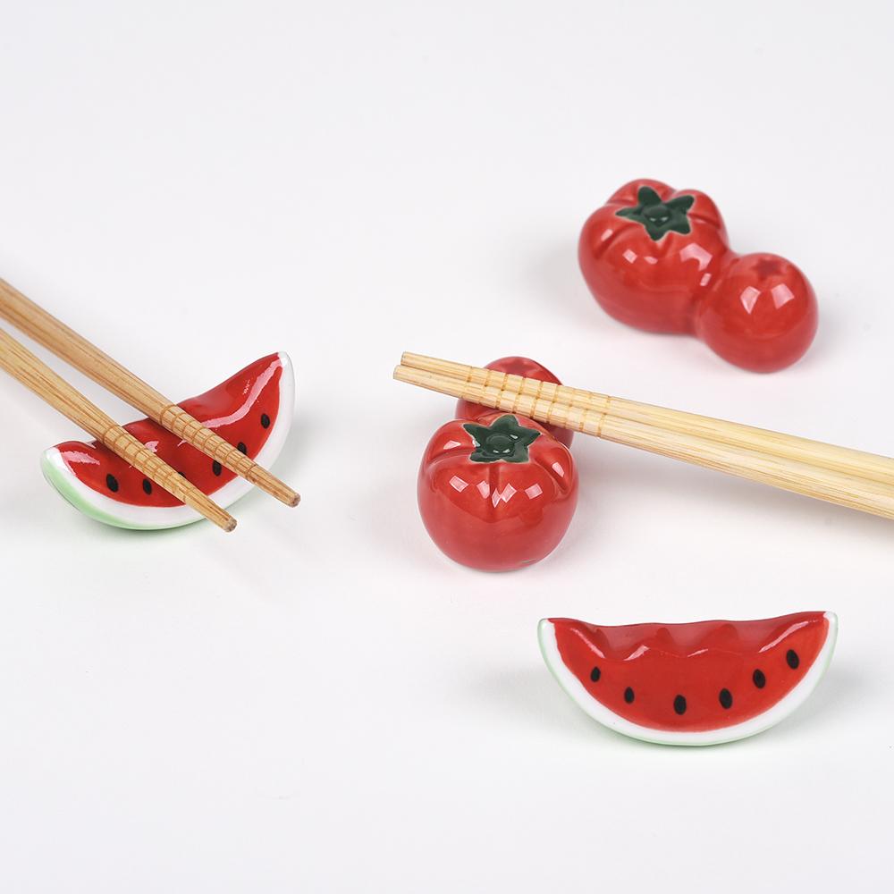 수박 토마토 수저 젓가락 받침 4개 세트