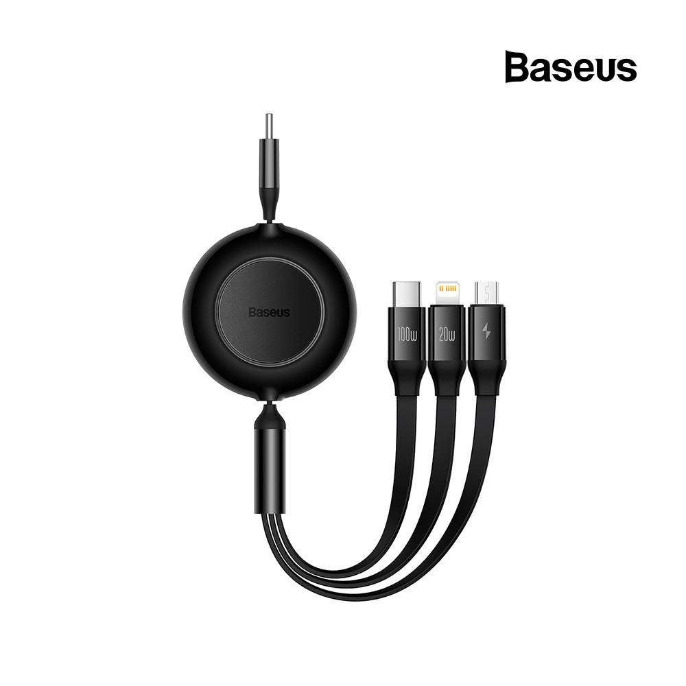 베이스어스 100w 브라이트미러2 C타입 to 3in1 멀티 고속충전 릴케이블