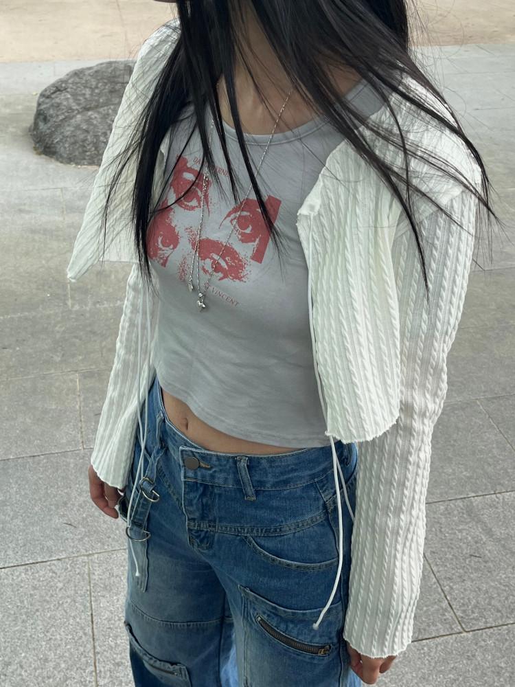 acquard open tie bolero