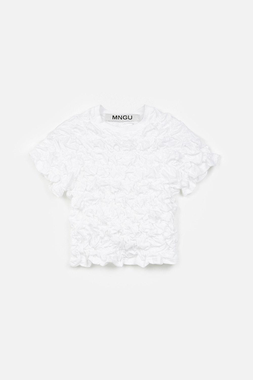 [WOMAN] 크롭티드 크링클 티셔츠 IN 화이트