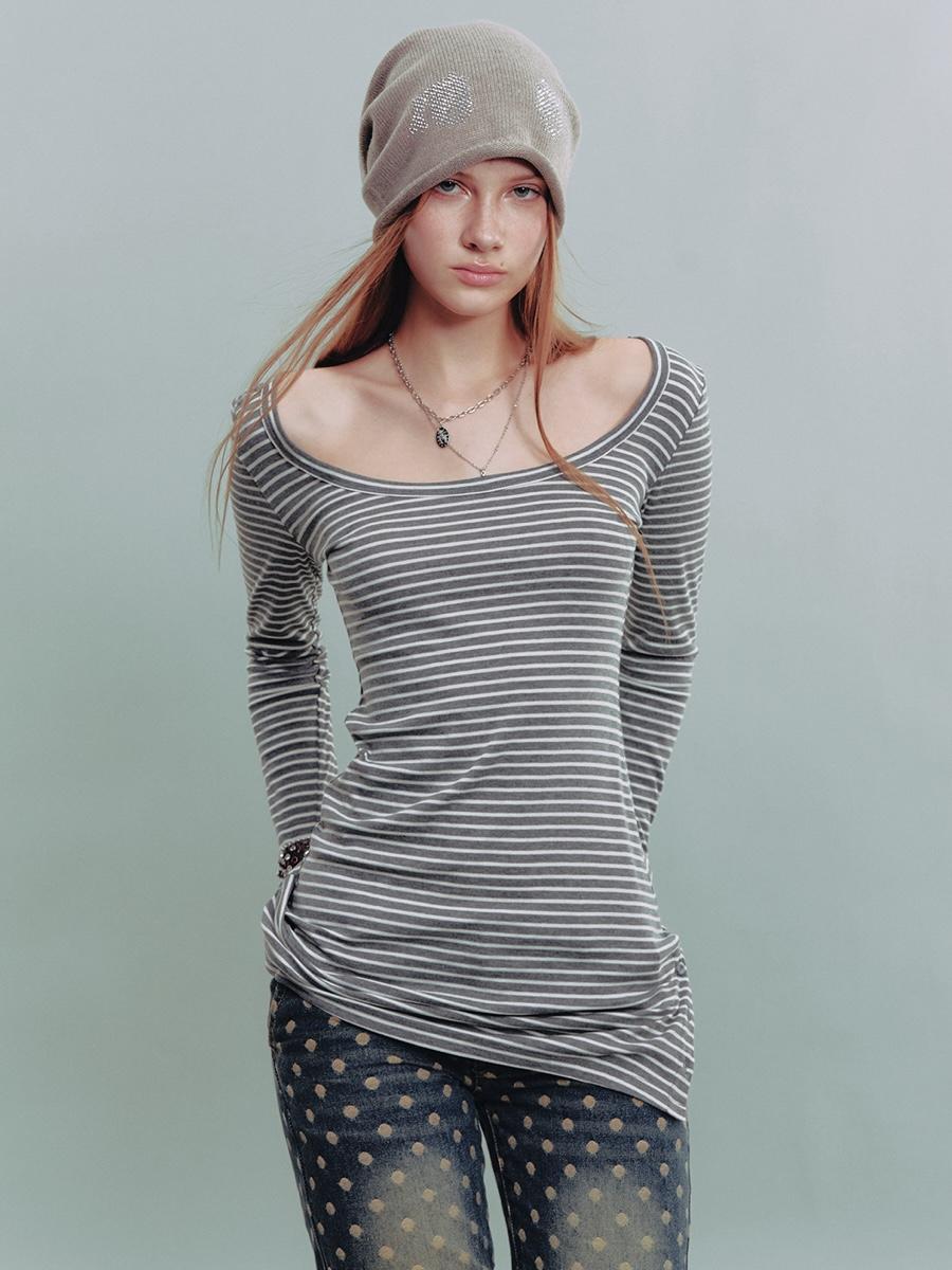 NECY STUDIO Retro Scoop Long Tee (2color)