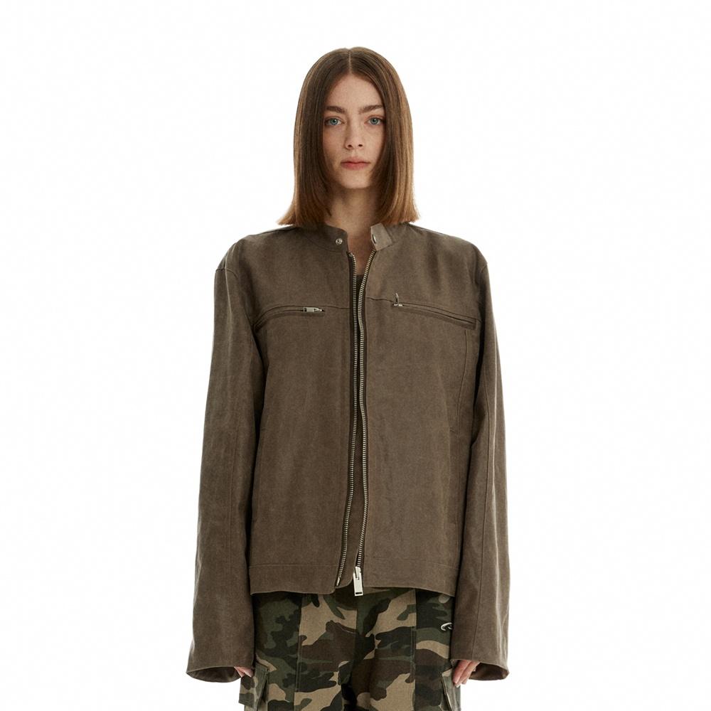 High collar rider jacket [Brown]