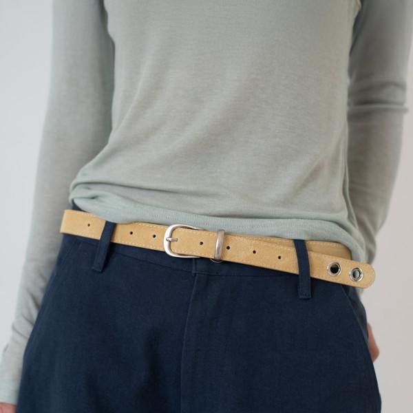 EYELET SUEDE BELT (YELLOW BEIGE)