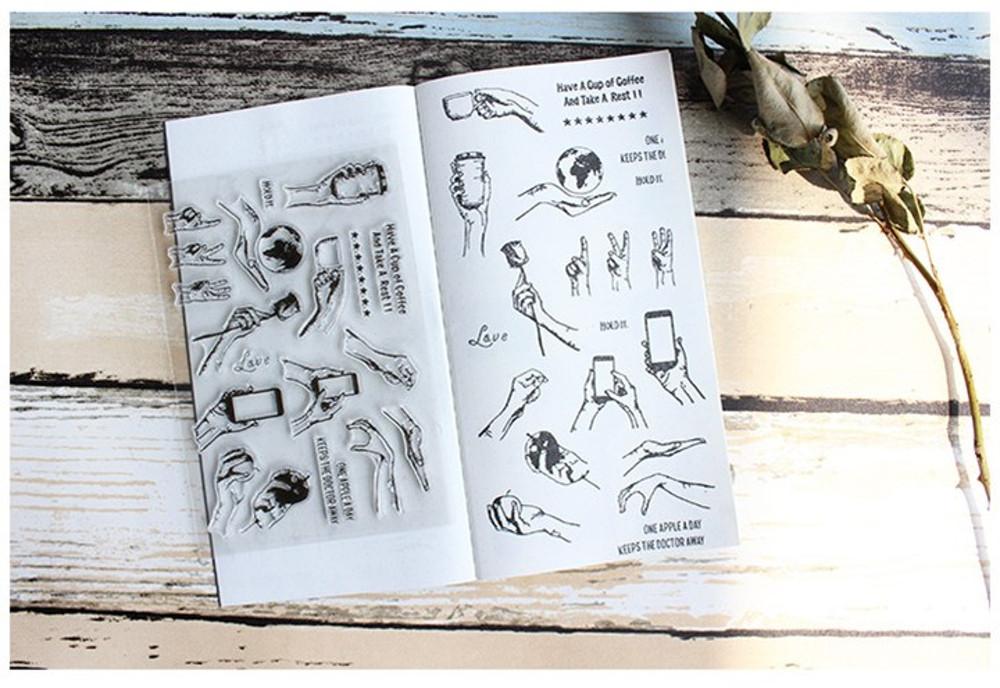 요가 핸즈 로즈 메모 클리어스탬프 만년도장