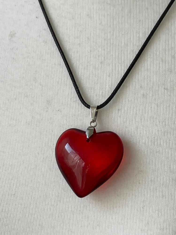 Red clear heat necklace |레드 클리어하트 목걸이