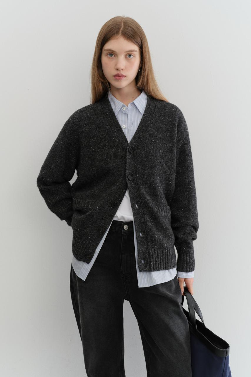 UNISEX BOYFRIEND KNIT CARDIGAN CHARCOAL GREY