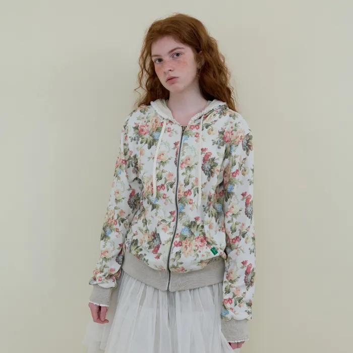 234. Flower Lace Zip-up _ Ivory