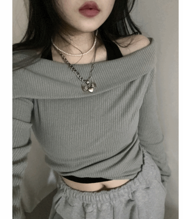 pistachio off shoulder knit 피스타치오 오프 니트