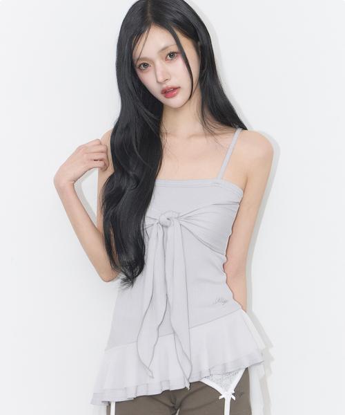 리본 타이 슬리브리스 그레이