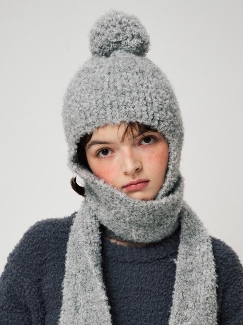 BOUCLE BALACLAVA MUFFLER, GREY