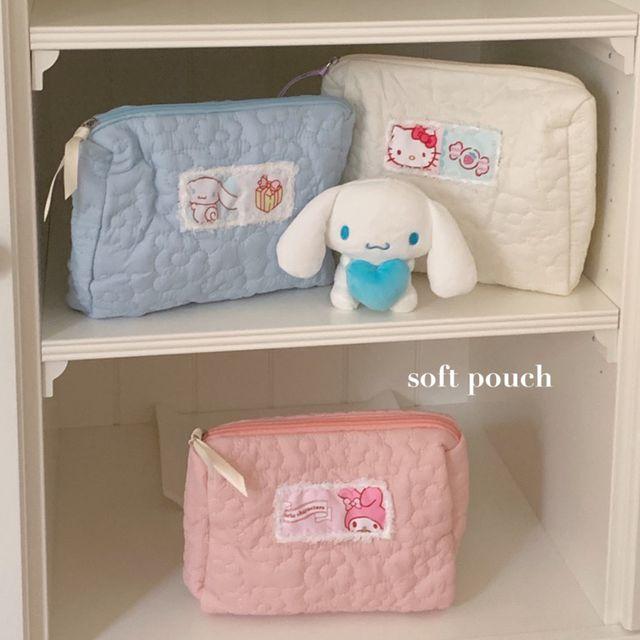 당일배송 대용량 산리오 파우치] 곱창끈 증정 화장품 여성용품 생리대 이너파우치 가방정리 다용도 많이 들어가는 큰 파우치 산리오 마이멜로디 헬로키티 3colors
