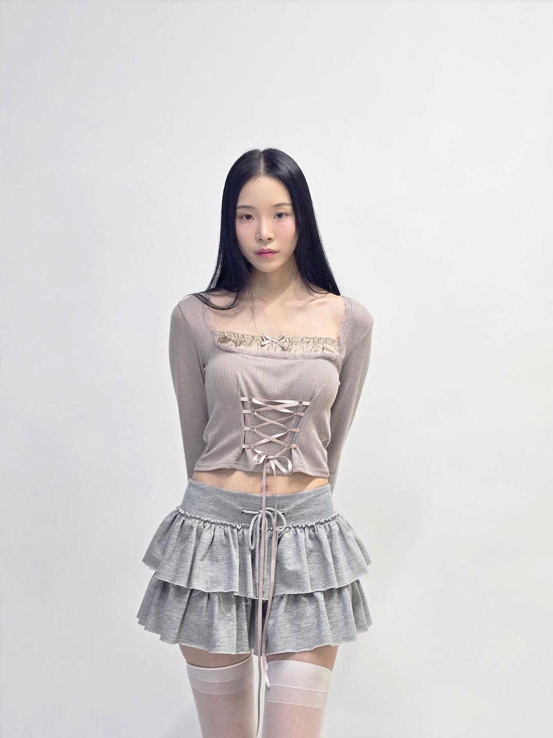 corset lace slim tee