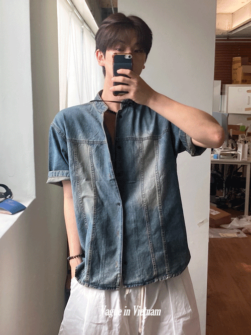[문의폭주] Viet biker denim shirt (blue)